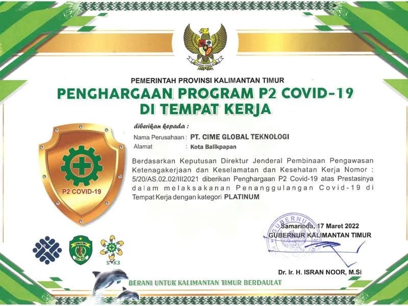 Program P2 COVID-19 di Tempat Kerja — Kategori Platinum